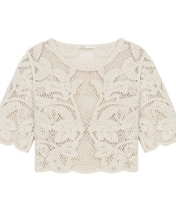Maje Ibiza Collection Leona Open-Knit Crop Top