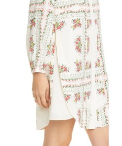 Tory Burch Cora Garden Veil Long-Sleeve Silk Shirtdress