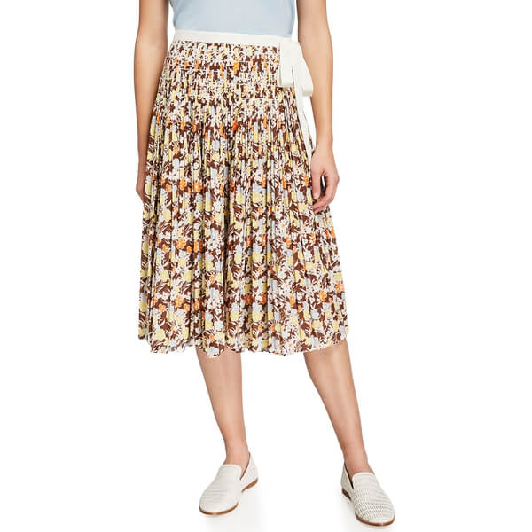 Tory Burch Pleated Tie Wrap Voile Skirt - Image 3