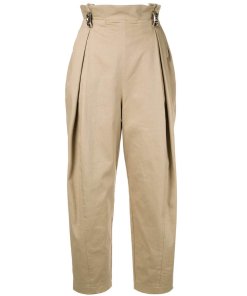 Alexander Wang Studded Belt-Loop Paperbag-Waist Pants