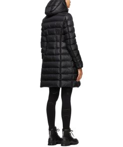 Moncler Hermine Grosgrain-Trim Down Coat