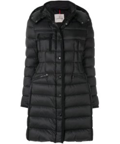 Moncler Hermine Grosgrain-Trim Down Coat