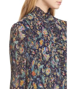 Tory Burch Deneuve Floral-Print Plissé Dress
