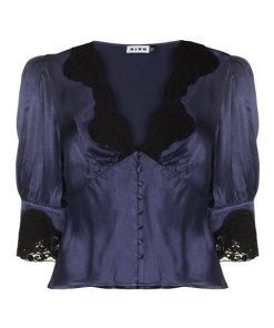 Rixo-Amanda-Lace-trimmed-satin-top-blue