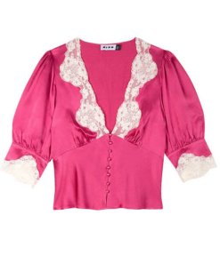 Rixo-Amanda-Lace-trimmed-satin-top-fushia.