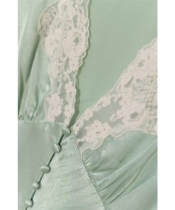 Rixo Amanda Lace-Trim Satin Blouse