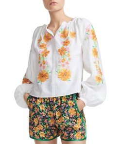 Maje Embroidered Floral Blouse