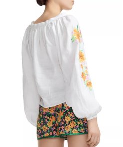 Maje Embroidered Floral Blouse