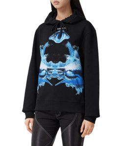 Burberry Poulter Shark-Print Oversized Cotton Hoodie