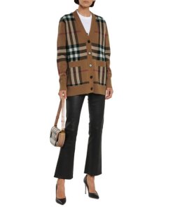 Burberry Willah Oversized Check Cashmere & Wool Cardigan