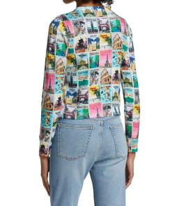 Alice + Olivia Sheila Wanderlust Postcard Long-Sleeve Cardigan