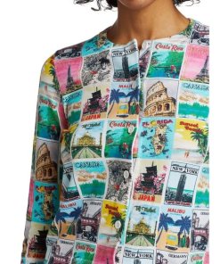 Alice + Olivia Sheila Wanderlust Postcard Long-Sleeve Cardigan