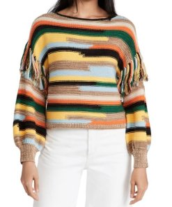 Alice + Olivia Claudette Fringe Sweater