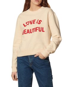 Sandro Stan Contrast Embroidered Slogan Sweatshirt