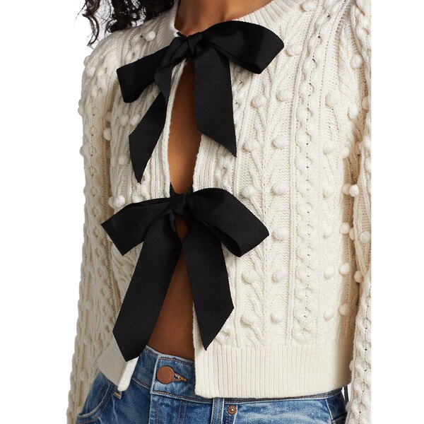 Cardigan Alice + Olivia Kitty Bow Floral - Taille S, Ivoire, Neuf Sans étiquette