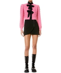 Alice + Olivia Kitty Puff Sleeve Cardigan