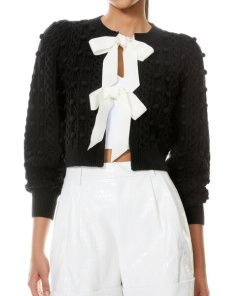 Alice + Olivia Kitty Puff Sleeve Cardigan