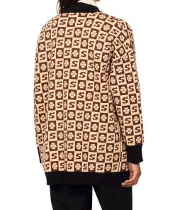 Sandro Glorius Monogram Check Cardigan