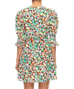 white christmas dresses Tania Silk Midi Dress in Blue Miami Floral Emerald main image 1