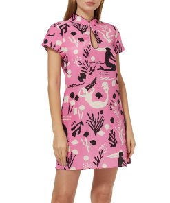 strapless open back dress Contrasting Rose Adorned One Shoulder Green Dress With Matching Knot D