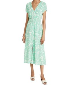 Rixo Aspen Sea Life Cap-Sleeve Midi Dress