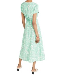 Rixo Aspen Sea Life Cap-Sleeve Midi Dress