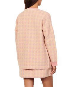 Sandro Kimberley Houndstooth Check Cotton & Wool Blend Cardigan