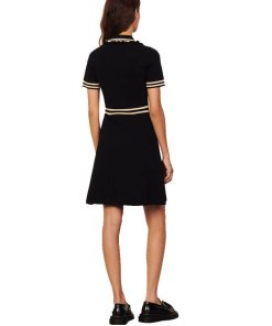 Sandro Flavia Short-Sleeve Contrast-Trim Dress