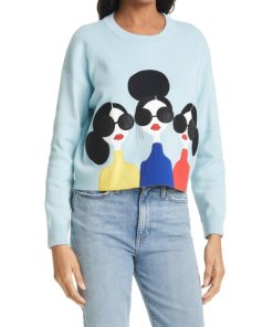 Alice + Olivia Nyla Stace Face Appliqué Crop Sweatshirt