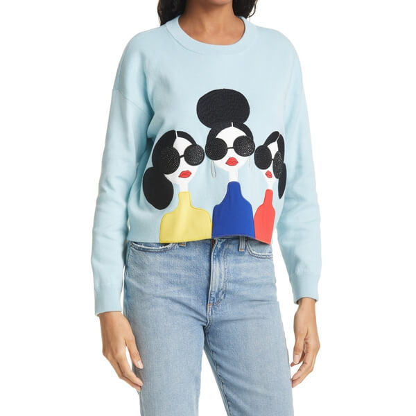 Alice + Olivia Nyla Stace Face Appliqué Crop Sweatshirt – evaChic