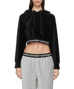 Alexanderwang.T Logo Corduroy Cropped Hoodie