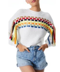 Alice-Olivia-Claudette-Fringe-Sleeve-Sweater