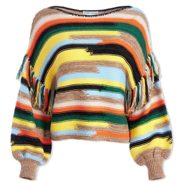 Alice + Olivia Claudette Fringe Sweater