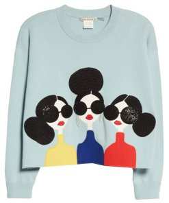 Alice + Olivia Nyla Stace Face Appliqué Crop Sweatshirt