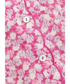 Rixo Carly Faded Floral Print Scalloped Blouse