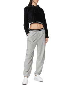 Alexanderwang.T Logo Corduroy Cropped Hoodie