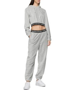 Alexanderwang.T Logo Corduroy Cropped Hoodie