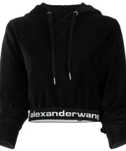 Alexanderwang.T Logo Corduroy Cropped Hoodie
