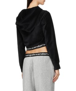 Alexanderwang.T Logo Corduroy Cropped Hoodie