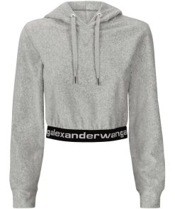 Alexanderwang.T Logo Corduroy Cropped Hoodie