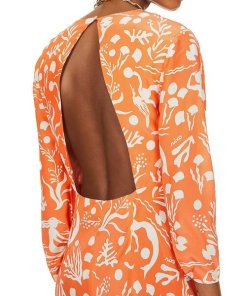 Rixo Rose Sea Life Print Silk Midi Dress