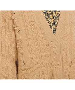 Sandro Ingrid Contrast-Collar Pom-Pom Wool Cardigan