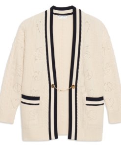 Sandro Erwan Long Pointelle-Knit Coatigan