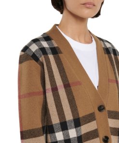 Burberry Willah Oversized Check Cashmere & Wool Cardigan