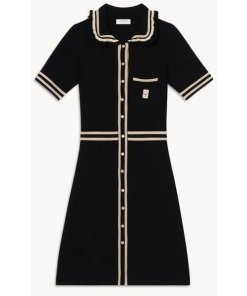 Sandro-Flavia-Contrast-Knit-dress