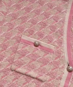 Sandro Kimberley Houndstooth Check Cotton & Wool Blend Cardigan