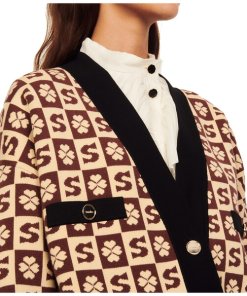 Sandro Glorius Monogram Check Cardigan