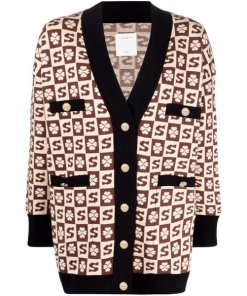 Sandro Glorius Monogram Check Cardigan
