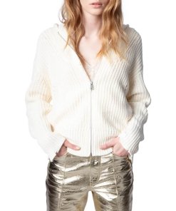 Zadig & Voltaire Moore Cow Blason Embroidered Zip-Up Cotton Sweater