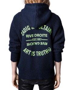 Zadig & Voltaire Moore Cow Blason Embroidered Zip-Up Cotton Sweater